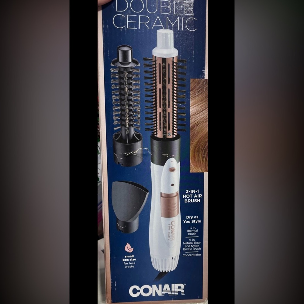 3-in-1 Hot Air Brush - White and Gold